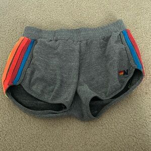 Women’s M but fits XS-S Grey with Rainbow Stripes Aviator Nation Sweat Shorts